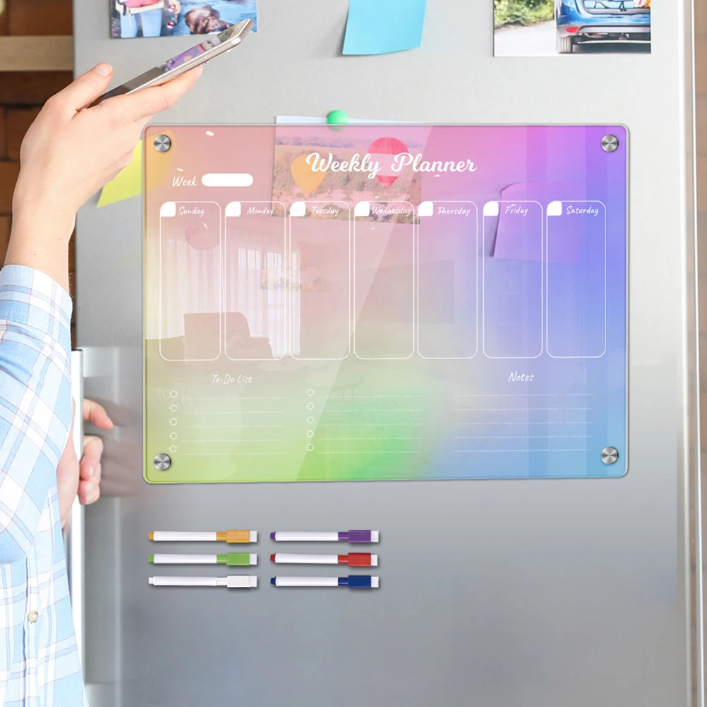 

Magnetic Message Board Clear Weekly Planner for Fridge Dry Erase Boards H writing Schedule Refrigerator Memo Planning Notes
