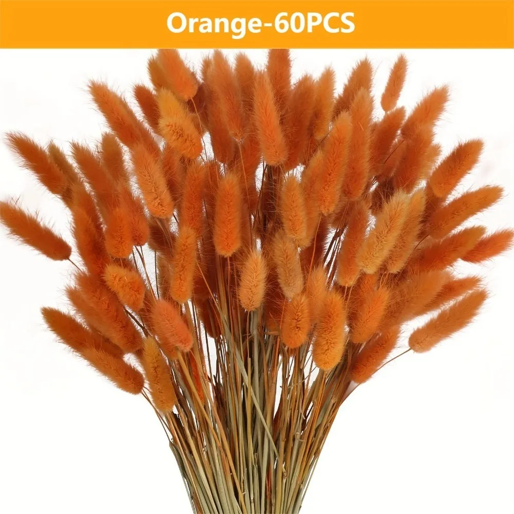 60pcs Dried Flowers Rabbit Bunny Tails Grass Mix Bouquets Wedding Party Decoration Natural Fluffy Lagurus Ovatus Boho Home Decor