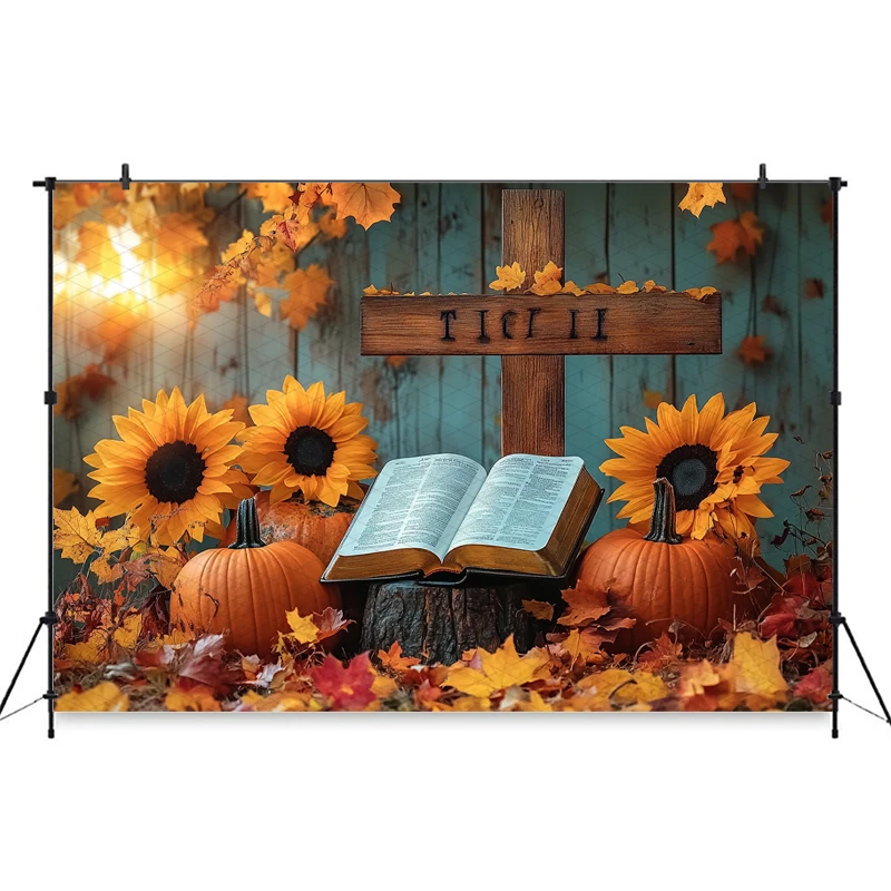 Mocsicka осенний фон деревянный крест книга тыква вечерние баннер желтые опавшие листья декор подсолнечника осенний фото фон