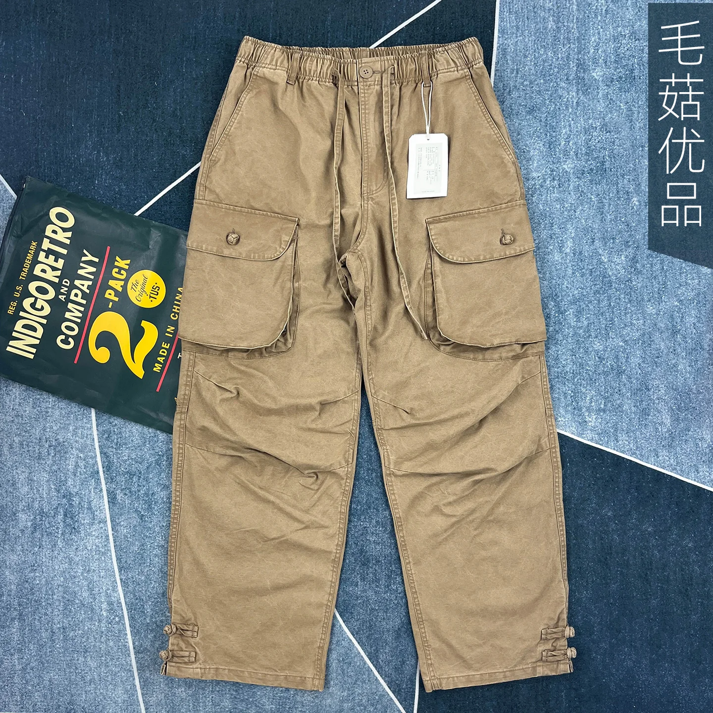 

Premium Heavyweight 100% Cotton Pants - Men's Vintage American Workwear Relaxed Straight-Leg Multi-Pocket Cargo Trousers Fall