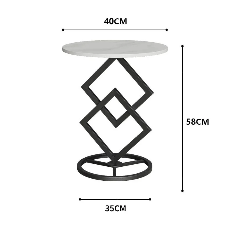 Creative Simple End Table Light Luxury Round Rock Plate Coffee Table Modern Small Household Living Room Metal Small Sofa