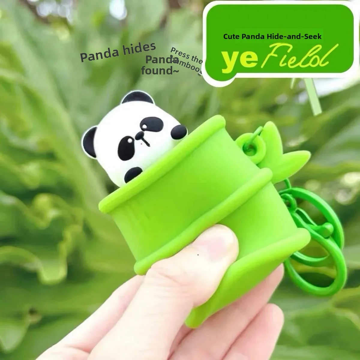 Creative Silicone Panda Keychain Toy Children's School Bag Pendant Stress Relief Fun Bamboo Panda Squeezable Keychain