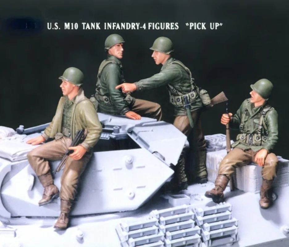 

1/35 Scale Resin Figure Model Building Kits History Miniature US M10 Tank Infantry Unassembled and Unpainted 999A