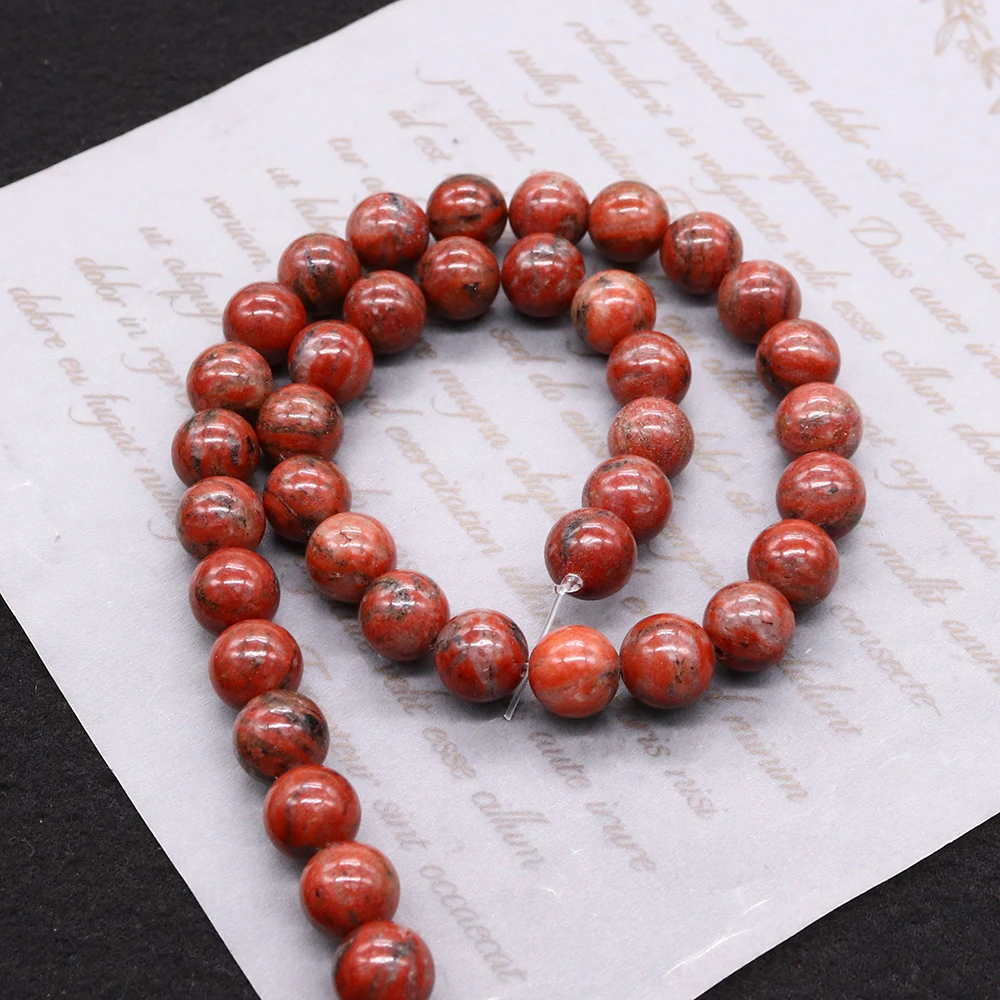 

Классические натуральные красные сферические бусины из камня с прямым отверстием, 1 нить, для изготовления ожерелий и браслетов своими руками