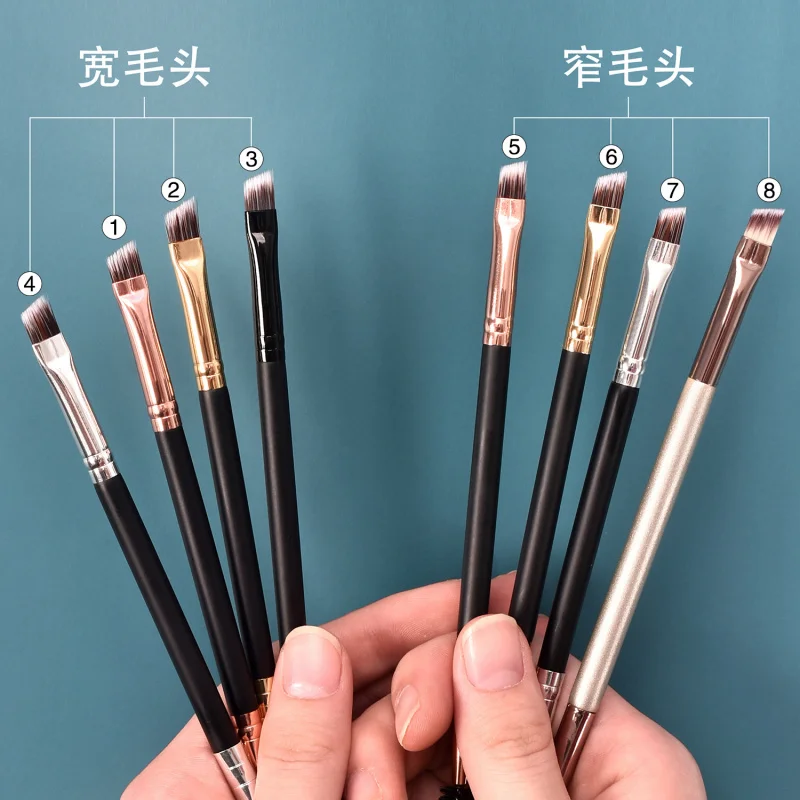 Ensemble complet de pinceaux de maquillage pour les yeux : double extrémité, recourbe-cils, pinceaux coudés de beauté
