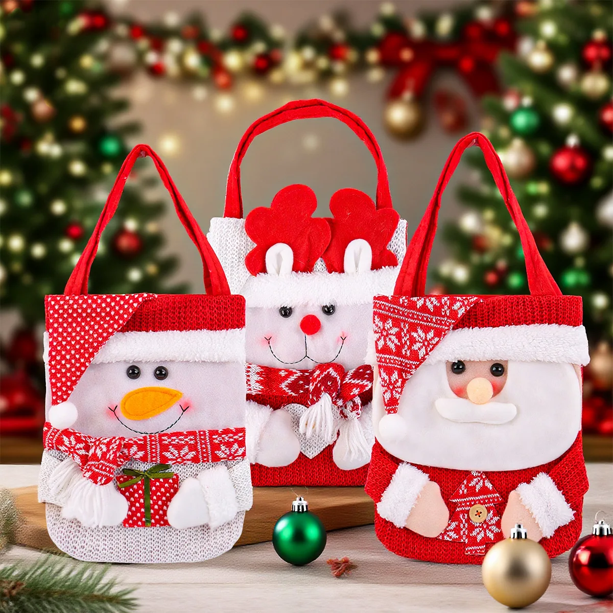 

Christmas Knit Gift Bag Xmas Santa Sack with Alphabet Letter Design Reusable Wrapping Bag for Xmas Candy Goodie Party Favor