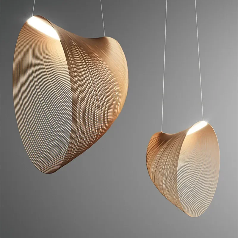 

Modern Birch Wood Pendant Light Minimalist Nordic for Restaurant Living Dining Room Home Decor Art Lighting