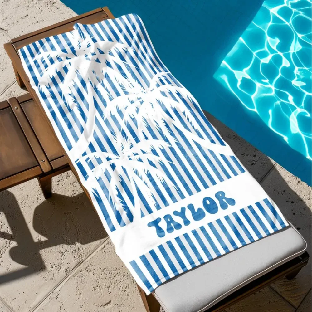 مناشف الشاطئ المخصصة شجرة النخيل مخطط الفتيات رحلة منشفة الشاطئ المخصصة مع اسم الاطفال بركة منشفة الحفلات عطلة الأسرة