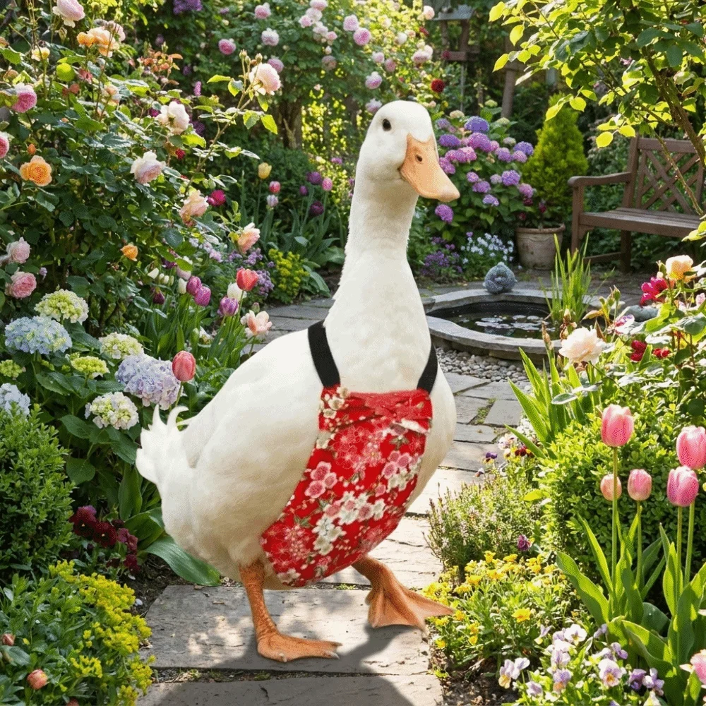 Reusable Duck Diapers Adjustable Elastic Band Goose Diaper Breathable Flower Pattern Chicken Physiological Pants Pet Chicken