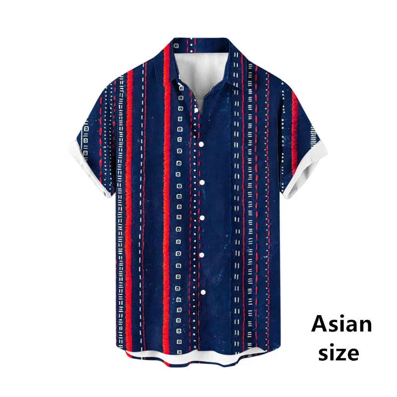 Vintage gestreepte 3D-print heren Hawaiiaanse shirts Casual mode revers knop korte mouwen shirt oversized zomer unisex blouse tops