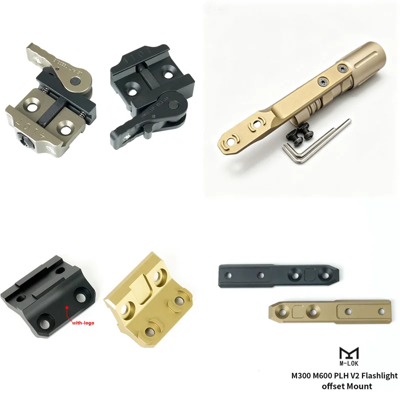 Airsoft Taktisches Scout-Licht M-System-Halterung Metall CNC Verlängerungshalterung für M300 M600 V2 Jagdwerkzeuge Taschenlampenbasis Passend für 21MM Schiene