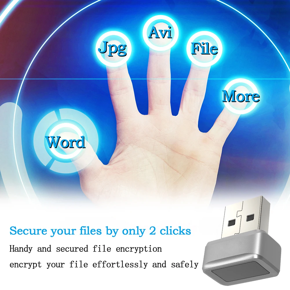 USB Fingerprint Key Reader FIDO U2F Speedy Matching Key Windows Hello Anti-Spoofing Mini Fingerprint Reader 360° Touch