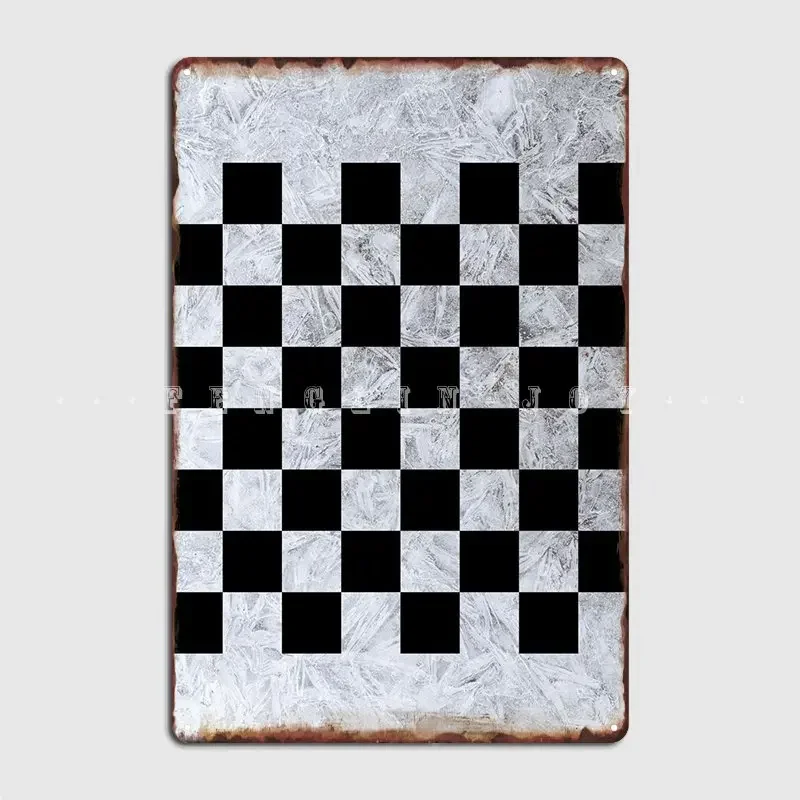 Chess Board Black Ice Poster Metal Plaque Club Bar Wall Decor Wall Pub Custom Tin Sign Poster