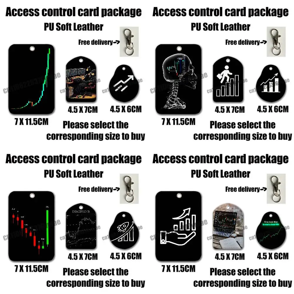 For Trader Green Candlestick Chart For AirTag Card Holder Cover ID Clips Credit Bank Access Electric Car Keychain