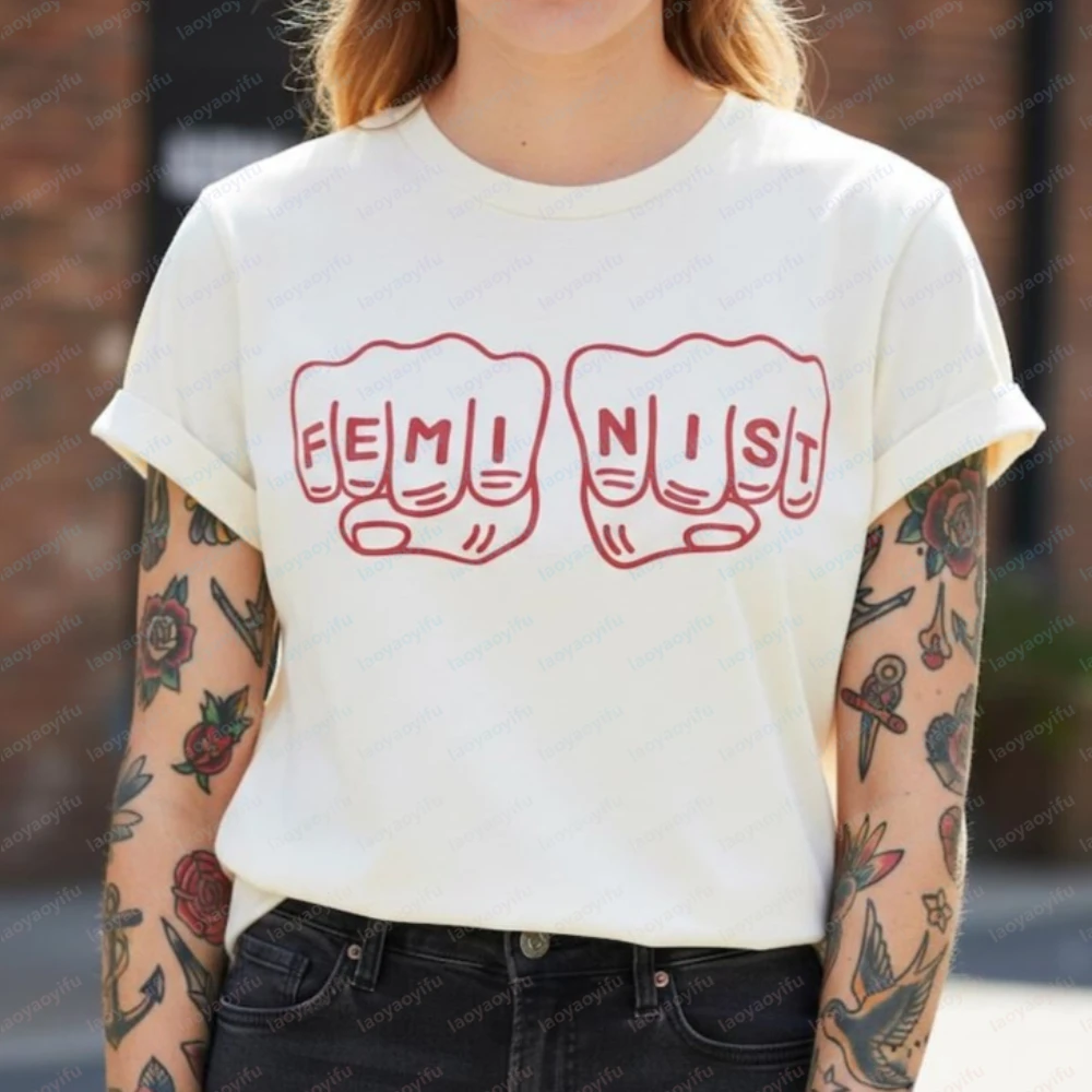Empowering Feminist Shirt in Soft Combed Cotton Graphic T Shirts Women Clothes Funny Outdoors High Quality Cotton Short-sleev