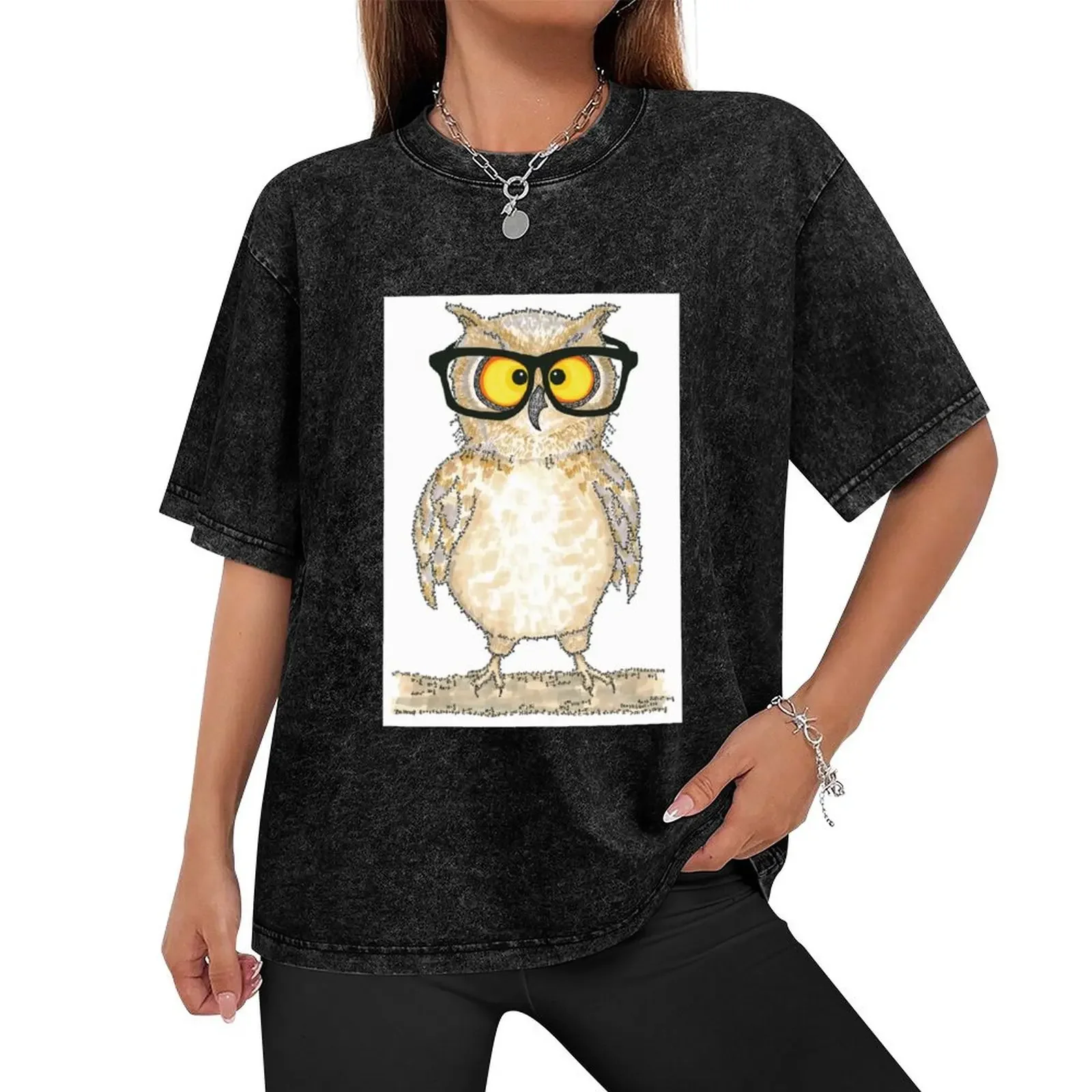 Cute Wise Owl T-Shirt kawaii clothes anime tshirt vintage t shirts Blouse t shirts men