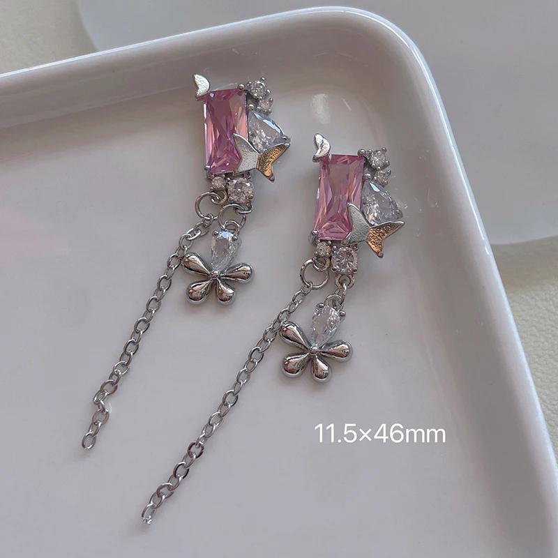 10 Stück koreanische japanische neue rosa Zirkon Anhänger Schmetterling Silber Bogen Liebe Blume Zauberstab Nail Art Schmuck