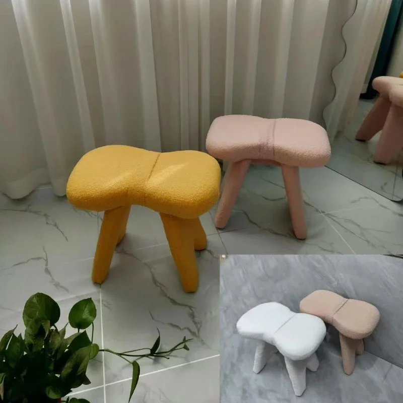 

Living Room Furniture Girl's Bedroom Makeup Stool Nordic Dressing Stools Dressing Room Cream Style Small Dressing Ottomans