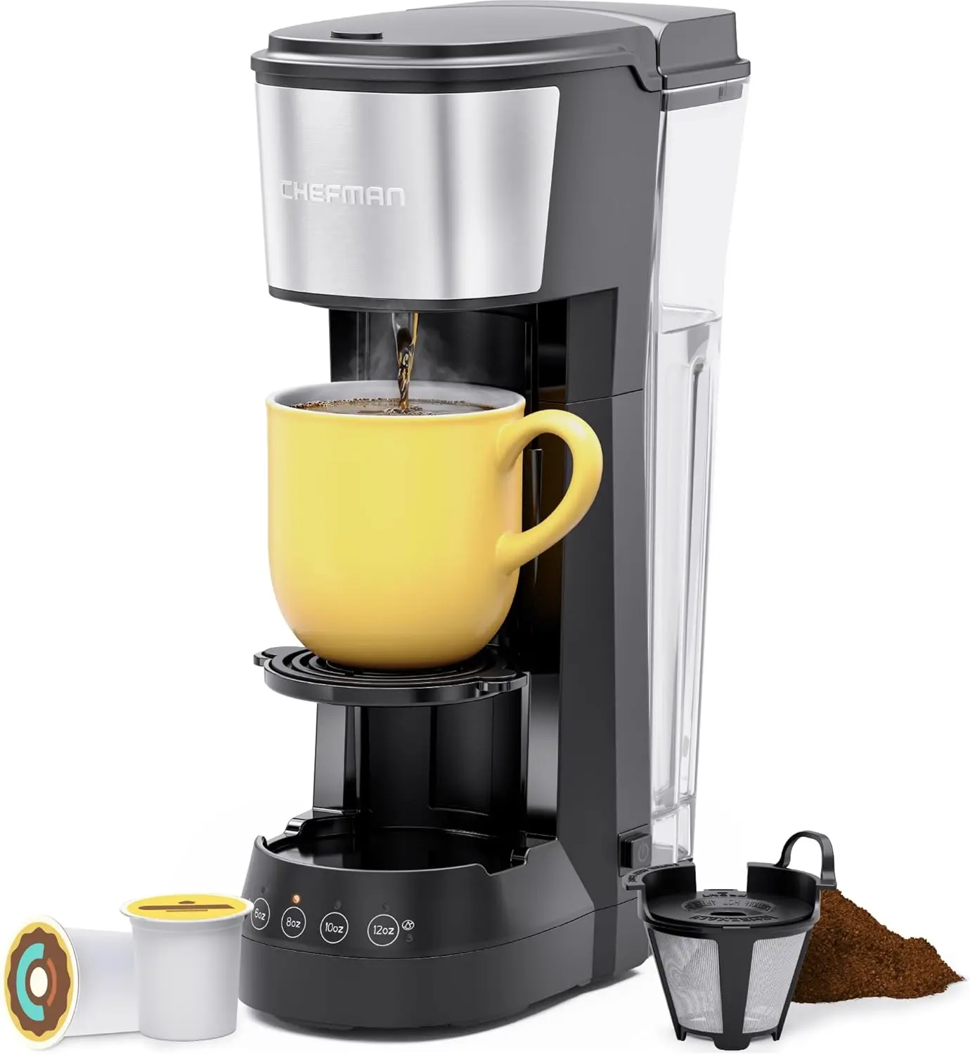 

Single Serve Coffee Maker, K Cup Coffee Machine: Compatible with K-Cup Pods and Ground Coffee, Brew 6 to 12oz Cup Drip Coffee