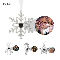 Customize Snowflake Picture Pendant Personalized Angel Wing Photo Projection Ornaments for Women Family Memorial Christmas Gift