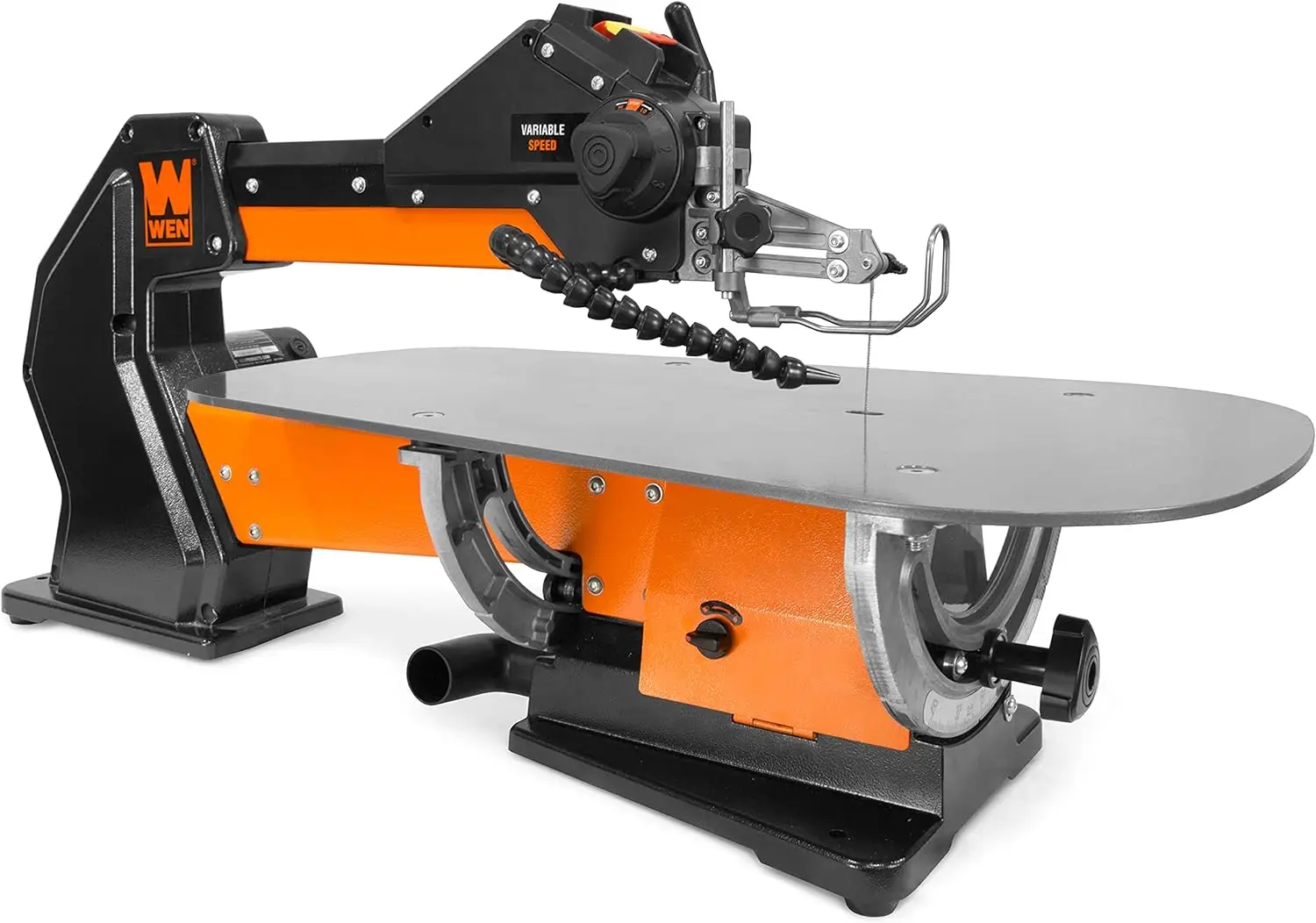  LL2156 21-Inch 1.6-Amp Variable Speed Parallel Arm Scroll Saw with Extra-Large Dual-Bevel Steel Table, Black Orange