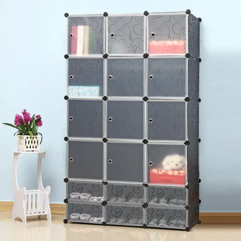 Storage Organizer Plastic Wardrobe Assembly Locker Clothes Cabinet Bedroom Wardrobe Closets Storage Organizer Home Furniture HWC