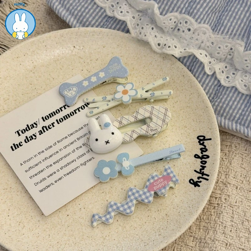 Kawaii New Flower Hairpins Miffy Lovely Girl Heartbreak Hairpins Side Clip Bangs Clip Small Fresh Headdress Hair Accessories