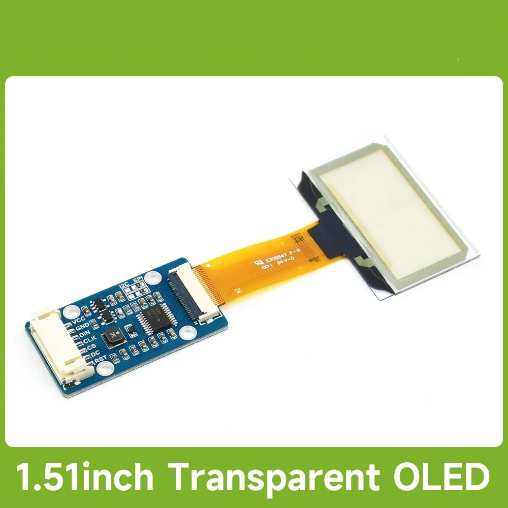Waveshare 1.51inch Transparent OLED Modlue 128×64 SPI/I2C Light Blue Color Display Comes With Examples For Raspberry Pi/Arduino