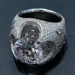 Real 14K White Gold 5CT Round Cut Lab Grown Diamond DEF VS CVD HPHT IGI 4/3 Diamond Engagement Ring For Men Handmade Jewelry