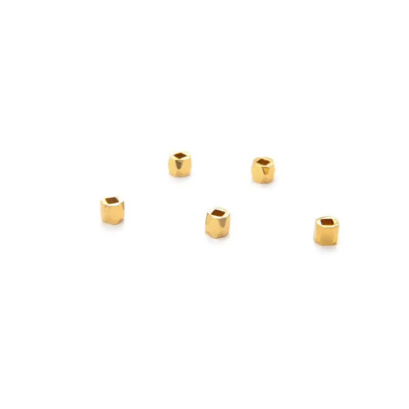 50PCS 2.5MM 3MM 18K Gold Color Brass Square Bracelets Spacer Beads Jewelry Necklaces Making Supplies Diy Findings Accessories