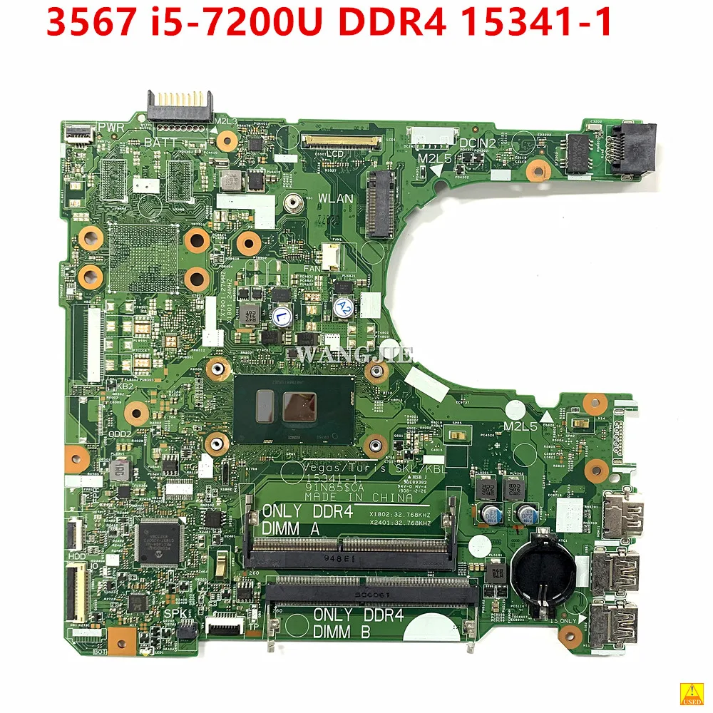 

91N85 CN-0D71DF 0D71DF D71DF Mainboard For DELL 15 3567 Laptop Motherboard 15341-1 With SR342 I5-7200U CPU 100% Working