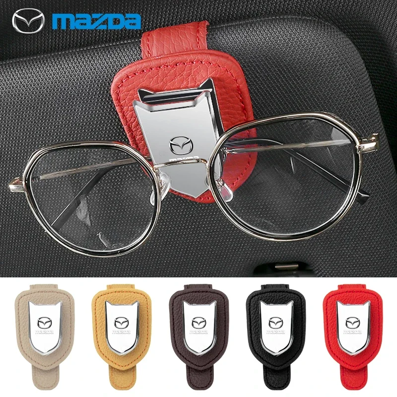 For Mazda Car Portable Glasses Clip Logo Sun Visor Eyeglasses Holder For Mazda 6 323 626 RX8 CX5 CX3 CX9 CX8 Miata MX5 Yaris TK7