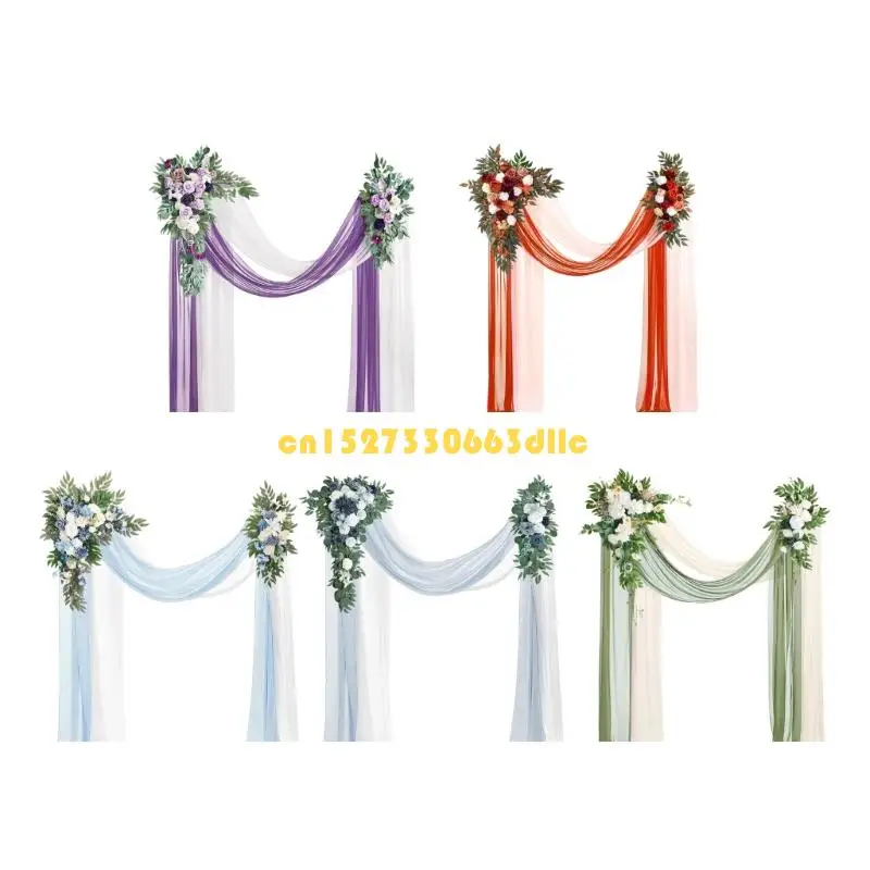 

Элегантные композиции из искусственных роз в шифоновую полоску для свадебной приветственной доски или украшения арки церемонии