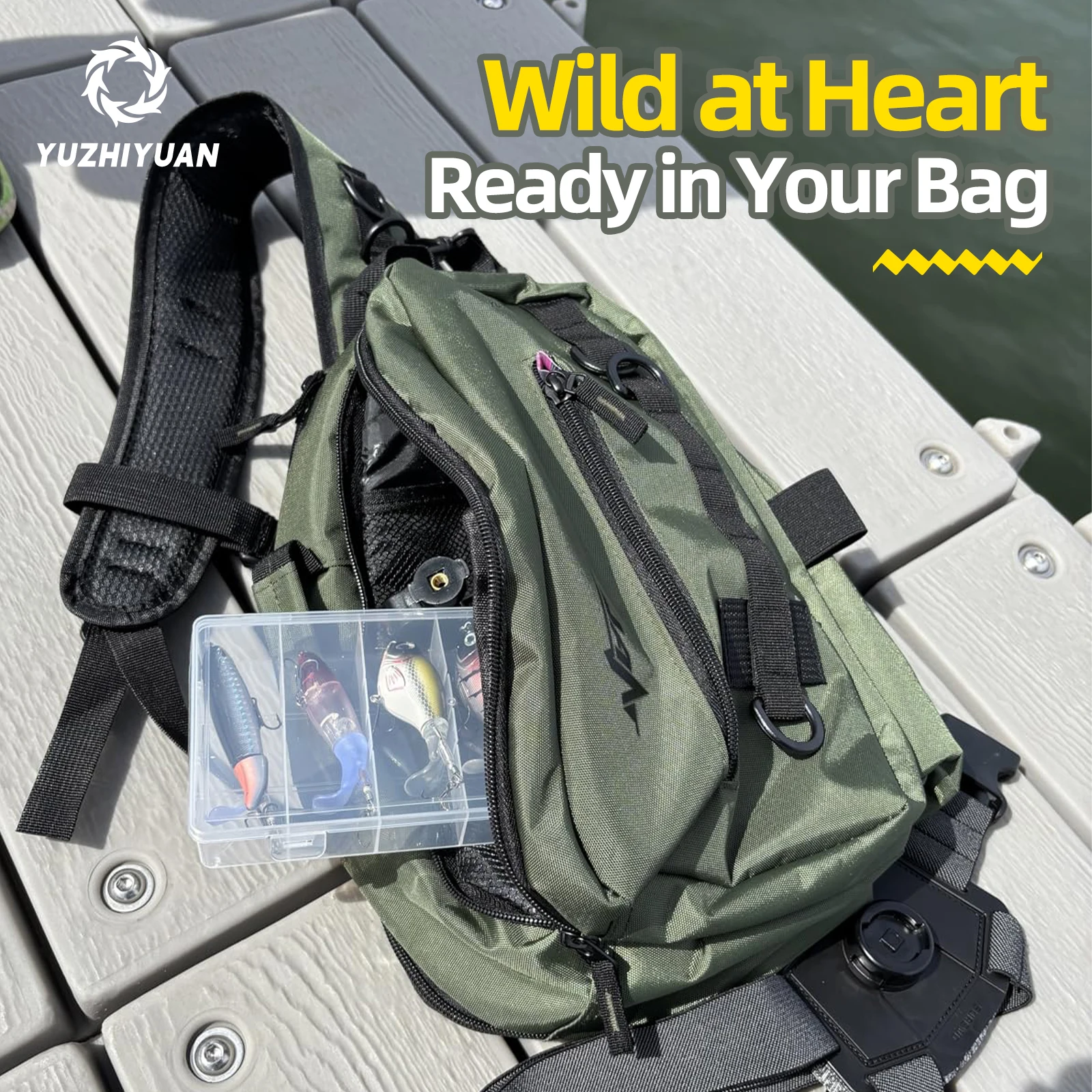 Green Multi-functional Lure Fishing Bag, Waterproof & Wear-resistant, Ideal for Sea Fishing/Bank Fishing/Stream Lure Fishing