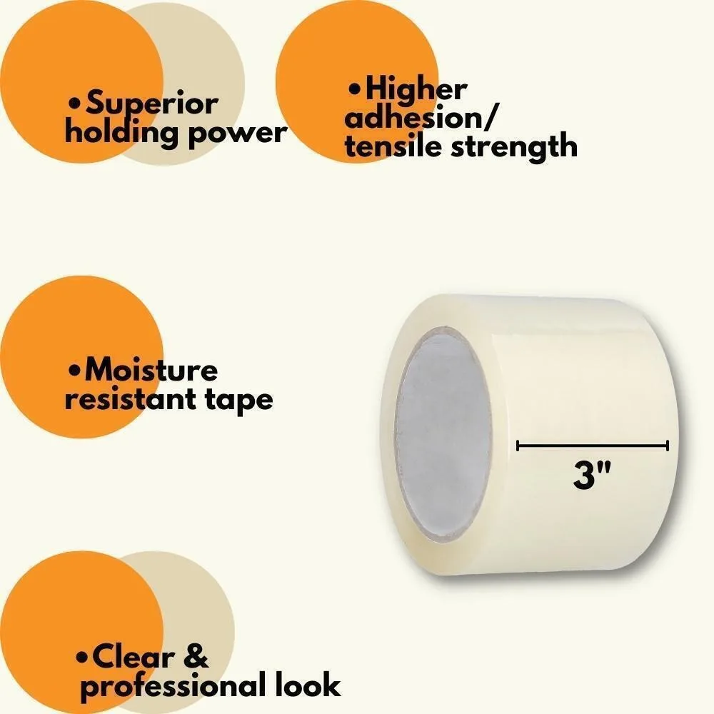 شريط صندوق تعبئة متحرك للشحن بالحرارة مقاس 3 × 110 ياردة، 912 لفة، 2 مل #5