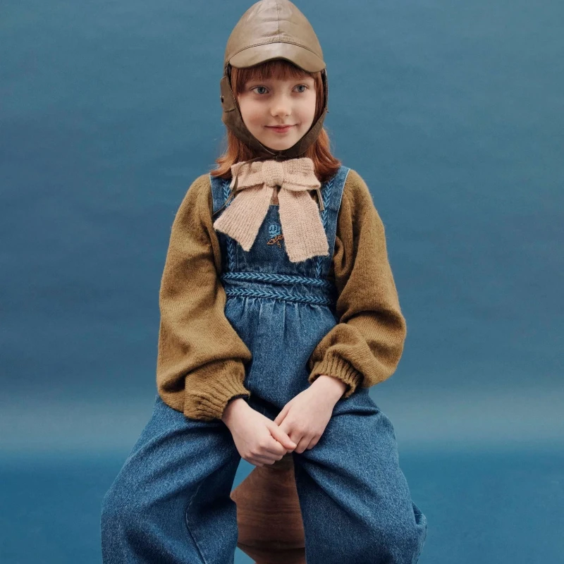 الفتيات سترة مجموعات عامة 2025 الخريف الشتاء EM العلامة التجارية تصميم محبوك أعلى الجينز السراويل للفتيات الصغيرات ملابس الزي غير رسمية #3