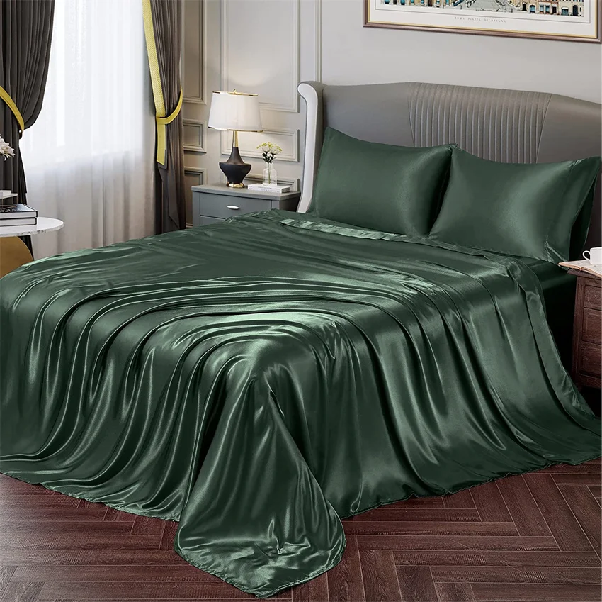 

Mulberry Silk Duvet Cover Set Silky Quilt Cover Bed Sheet Pillowcase Luxury Bedding Set Queen King Size High-end Fitted Sheet