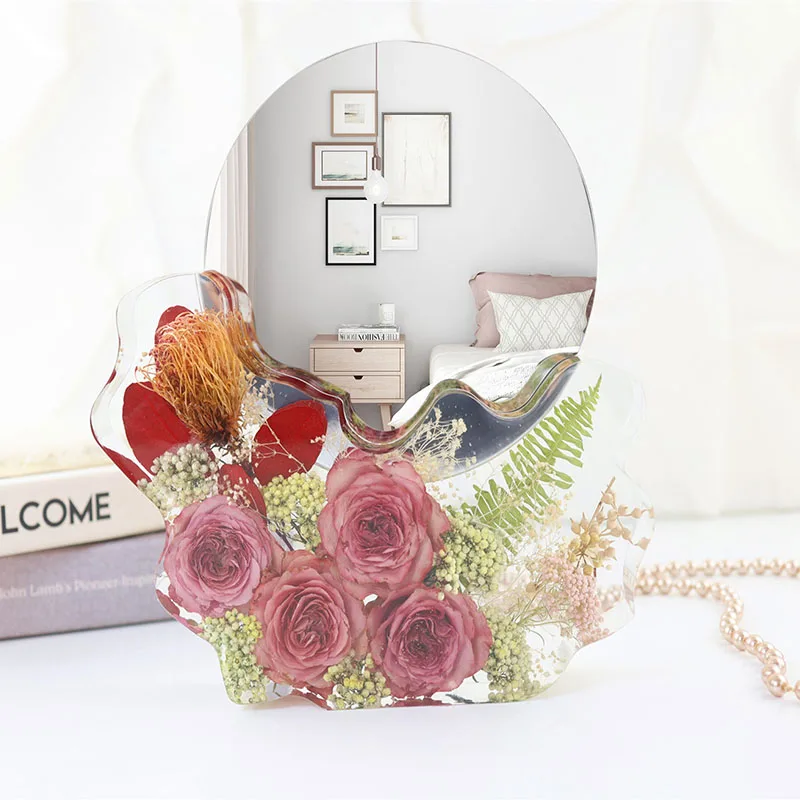 DIY Crystal Epoxy Resin Mold Irregular Geometric Mirror Home Ornaments Makeup Mirror Silicone Molds Decoration Mould