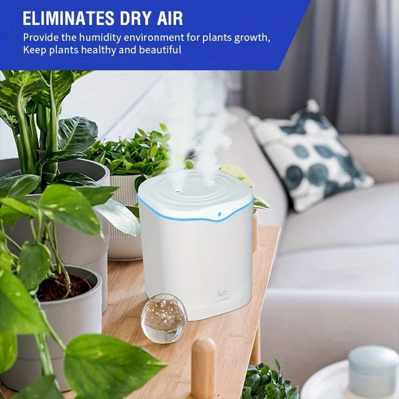 1pc, 2L Large Capacity Portable Ultrasonic Humidifier - Whisper-Quiet Operation, Dual Mist Modes, Aromatherapy, 7-Color Changing