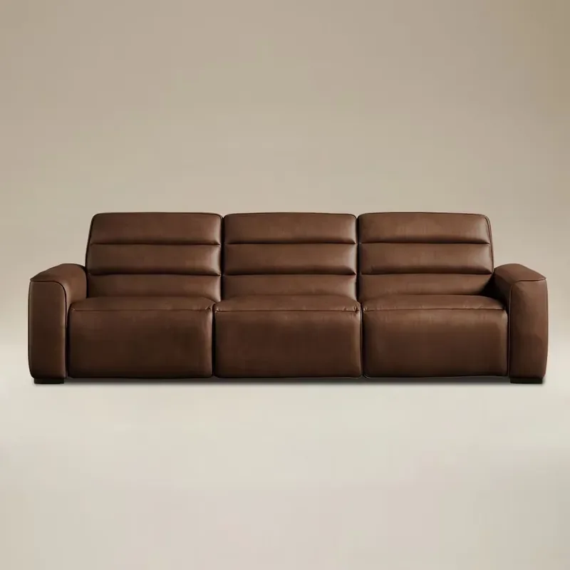 Electric Recliner 3-Piece Set Top Grain Leather Sofa for Living Room