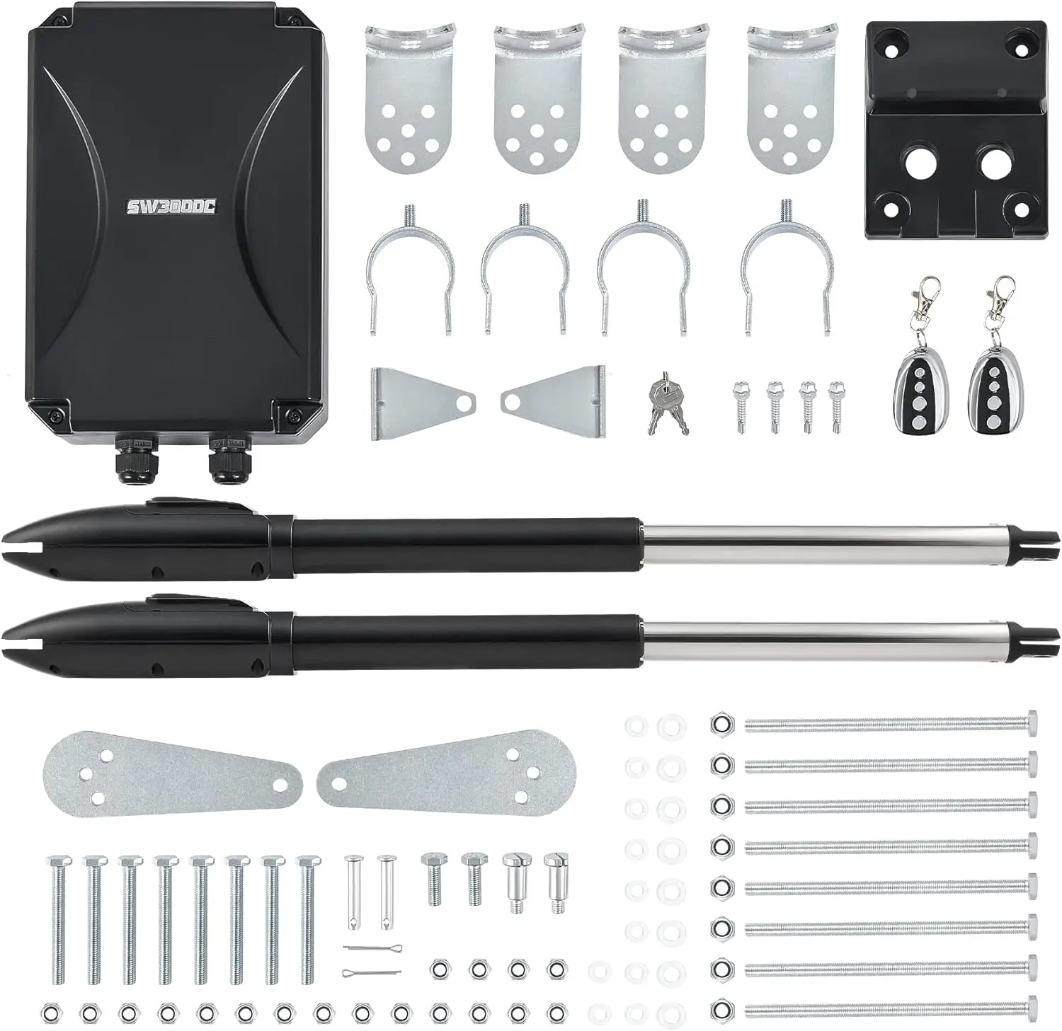 Automatic Dual Swing Gate Opener Kit, Driveway Home Garden Gate Opening System for Double Swing Gates, Dual Gate Complete Kit