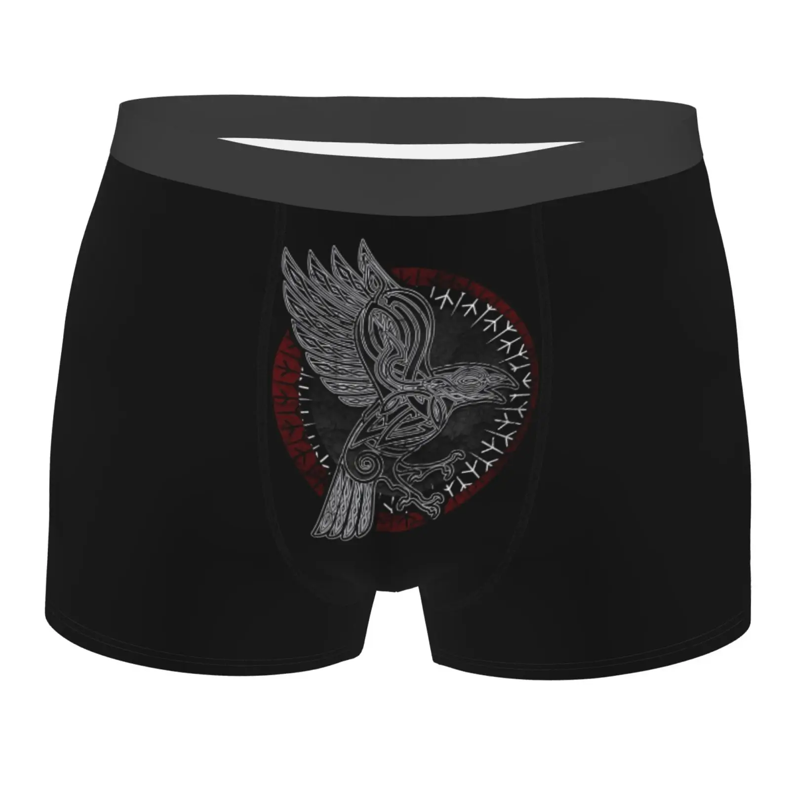 Vikings Odin's Ravens Runes Pattern Underwear Men Breathbale Boxer Briefs Shorts Panties Soft Underpants for Homme