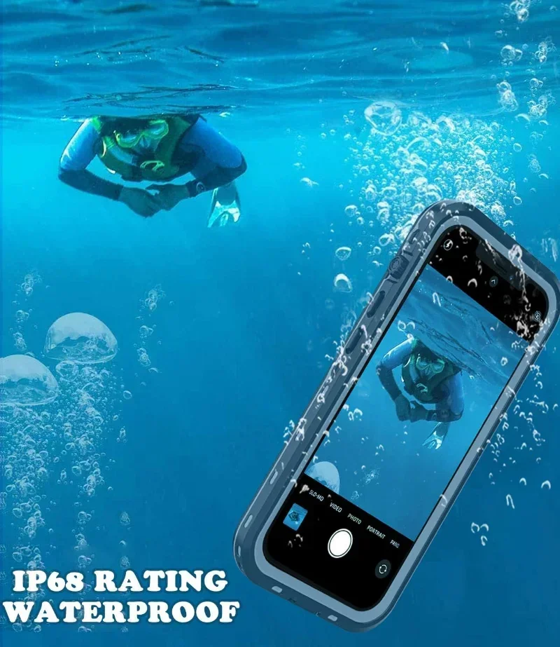 2025 para iphone17 16 15 14 13 12 11 pro xs max xr ip68 à prova dip68 água caso de telefone à prova de poeira mergulho natação surf capa protetor de tela