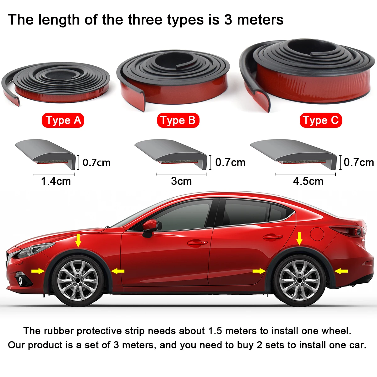 Universal Fender Flares Car Wheel Arches Wing Expander Arch Eyebrow Mudguard Lip Body Rubber Protector Cover Mud Flaps Trim Kit