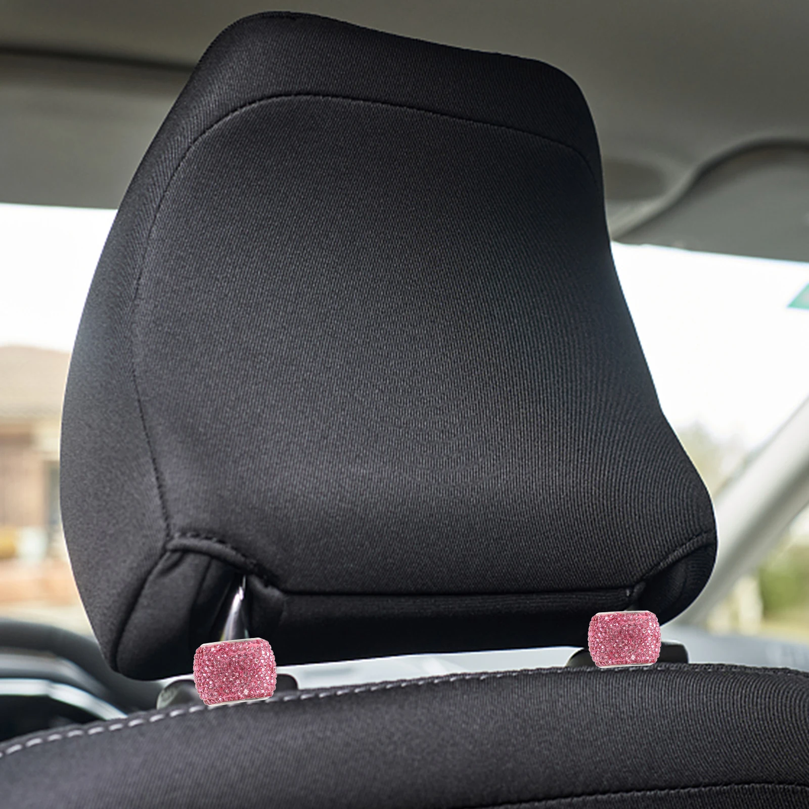 

2Pcs Pink Headrest Car Headrest Collar Car Bling Accessories Interior Rings Bling Seat Collars Universal Auto Interior