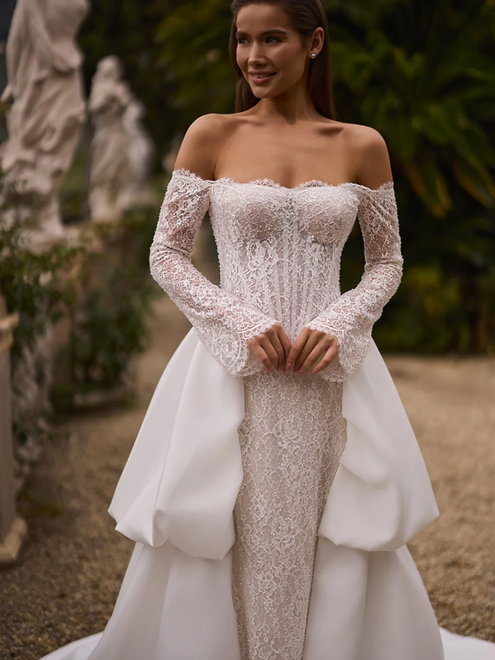New Arrival Opulent Beaded Wedding Dress Detachable Train Off Shoulder Bridal Gown Customized Mermaid Long Dresses For Bride