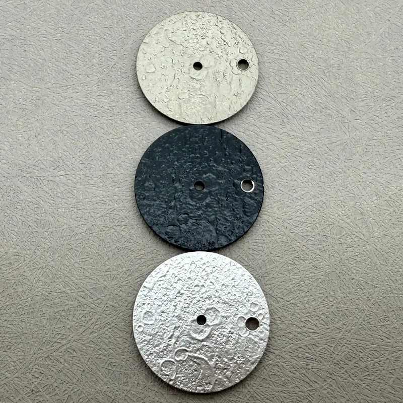 Customized 28.5mm Watch Dial Lunar Texture Surface for NH35 NH36 Movement with Single Date Space Watch Faces Watch Replace parts