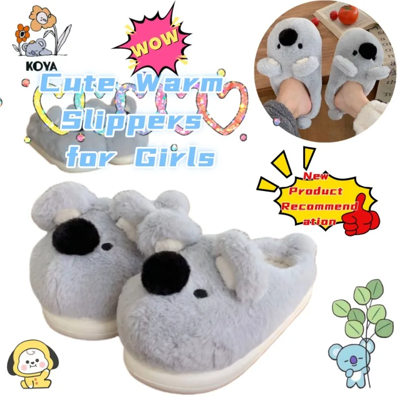 

New CuteKoyaShooky Anime Merchandise Cartoon Winter Fashion Menand Women Bedroom Home Warm Non-slip Thick-soled Cotton Slippers
