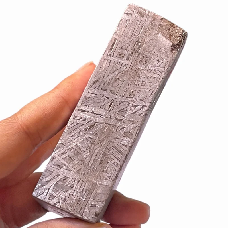 Muonionalusta Iron Meteorite Slice Etched Widmanstatten Pattern Specimen With Original Crust Mineral Collection Display CC257