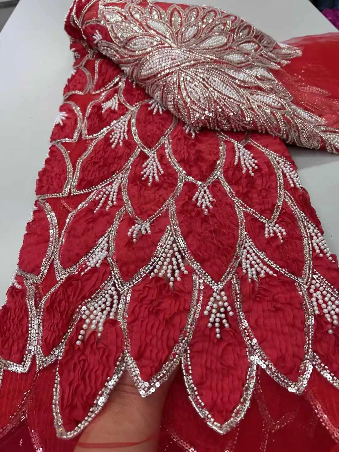 

Африканская кружевная ткань 2025 года, тяжелая кружевная ткань с вышивкой бисером и блестками, нигерийская свадебная ткань высокого качества, французский тюль, кружевная ткань для свадьбы